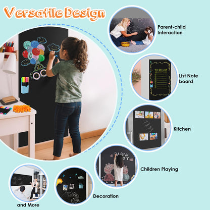 Ykall Magnetic Chalkboard Contact Paper for Wall, 47.2" x 18" 2 Pcs Self-Adhesive Blackboard Wallpaper Peel and Stick Wall with 93 Pcs Kit for Kids, Magnet Wall Sheet with Kit for Home Playroom