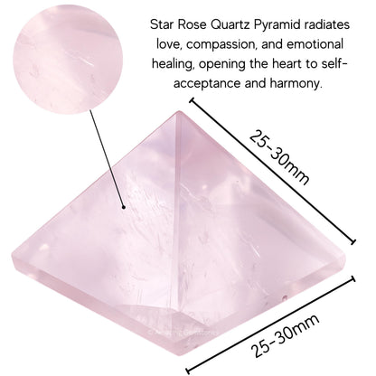 Amazing Gemstone Star Rose Quartz Pyramid Crystal Healing Stones - 1" Great Pyramid Figurine of Natural Stone Pyramid for Meditation, Reiki, Chakra Balancing and Crystal Pyramids Grid
