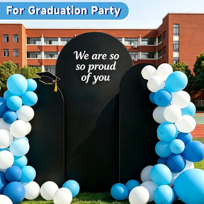 Hemmotop Black Arch Backdrop Cover Set, 6ft, 5ft, 4ft Arch Covers Stretchy Backdrop, Spandex Arched Stand Background Cover for Baby Shower Birthday Graduation Party, 3-Piece