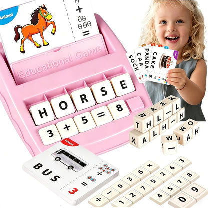 2-in-1 Flash Cards & Education Matching Letter Game for Kids Ages 3-6, Learning Toys ABC Phonics Alphabet Spelling & Reading Early Math Games Gift for Preschool Kindergarten Boys & Girls (Pink)