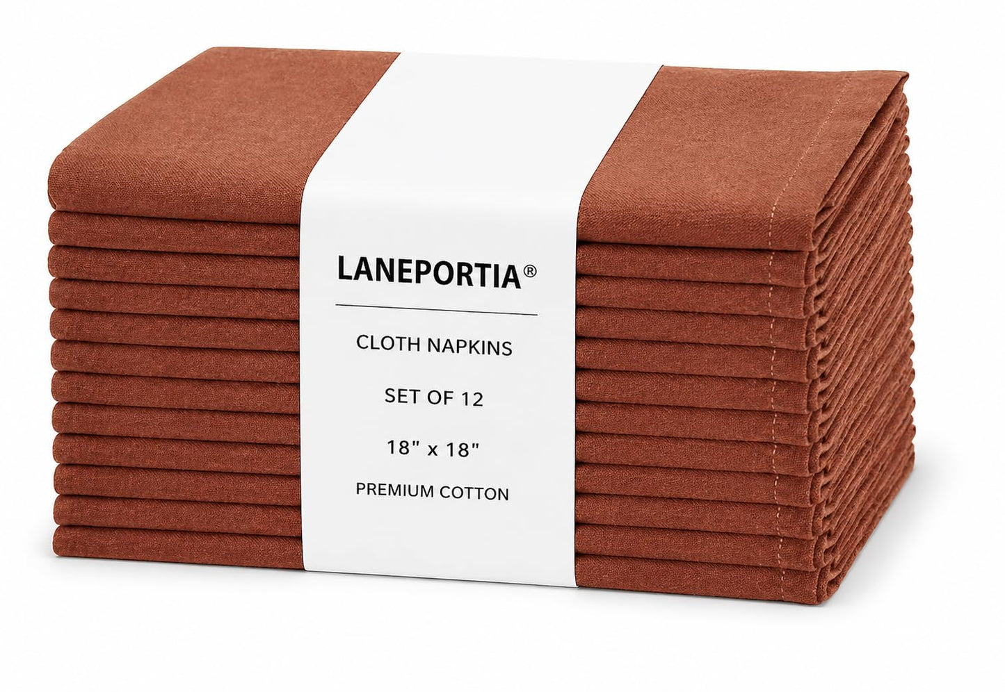 LANEPORTIA Cloth Napkins Set of 12 Solid Dinner Napkins 18x18 Inch, 100% Cotton, Soft Absorbent Reusable Washable Durable Napkin, Decorations, Restaurant, Wedding & Table Décor, Everyday Use - Rust