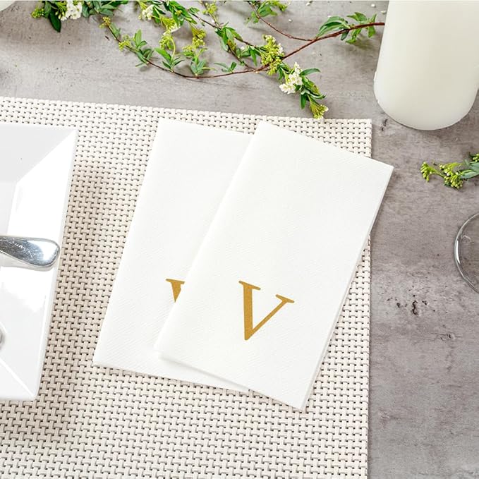 Luxenap 15.8 X 7.9 Inch Linen-Feel Guest Towels, 50 Lettered Hand Towels