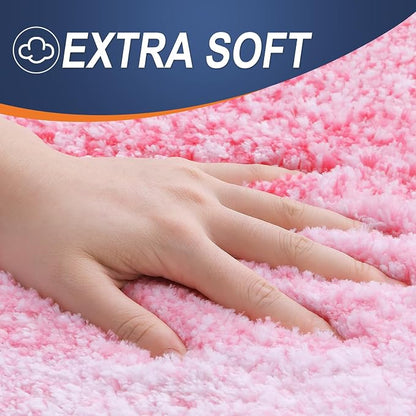 OLANLY Bathroom Runner Rugs Mat 47x17, Extra Soft Absorbent Microfiber Bath Rugs, Rubber Backing, Quick Dry, Washable Long Bath Mats for Bathroom Floor, Tub and Shower, Home Decor Accessories, Pink