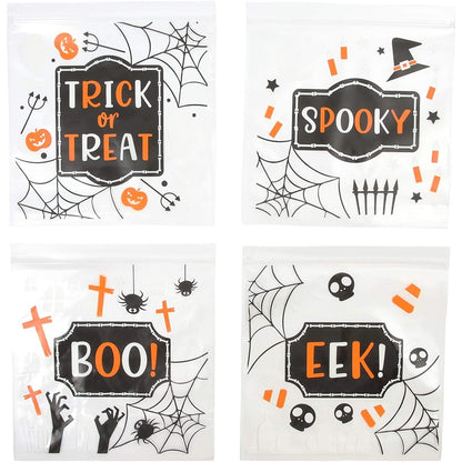 Spooky Central Resealable Treat & Snack Bags - 7.25 x 6.7 In Clear Plastic - 120 Pack - Zip Top & Reusable Bulk Party Favor & Candy Packaging Pouches