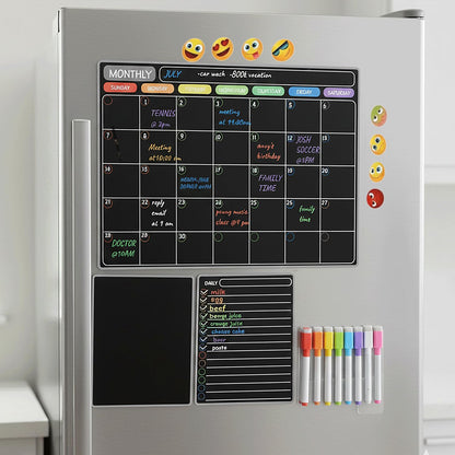 3 Pack Magnetic Dry Erase Calendar for Refrigerator Monthly, Weekly & Daily Fridge Planner Board for Meal Planning, Grocery Lists, to Do Notes, Family Schedule & Chore Chart Organizer