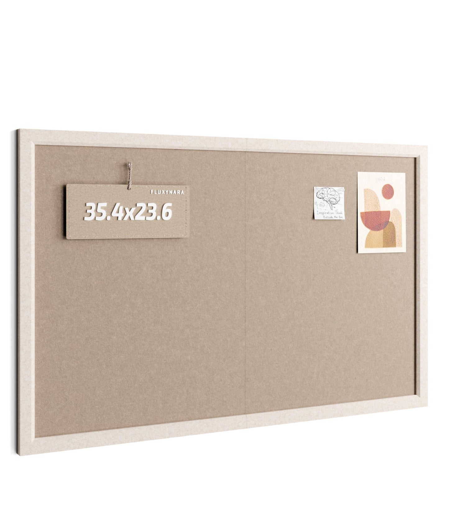 Fluxynara Foldable Cork Board Alternative, Felt Bulletin Board 35.4" x 23.6" Oatmeal Frame with 24 Adhesive Tabs, Pin Board for Home Office, Classroom, Entryway, Kitchen Wall Decor—Deep Camel