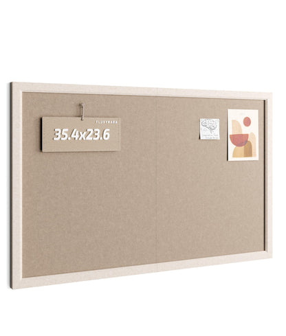 Fluxynara Foldable Cork Board Alternative, Felt Bulletin Board 35.4" x 23.6" Oatmeal Frame with 24 Adhesive Tabs, Pin Board for Home Office, Classroom, Entryway, Kitchen Wall Decor—Deep Camel