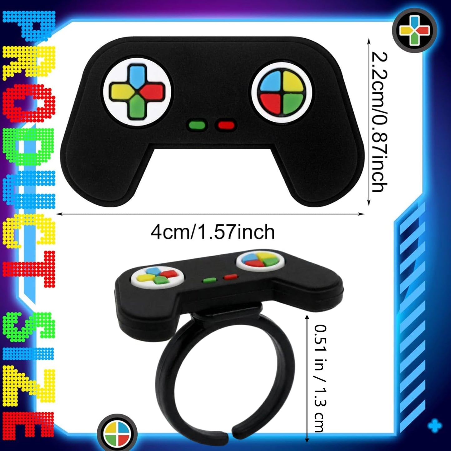 Chunful 48 Pcs Video Game Cupcake Rings Toppers Decoration Cake Game Party Decoration Cupcake Picks for Birthday Anniversary Wedding Engagement Party Supplies
