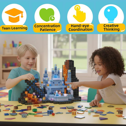 shoplease Magnetic Building Cubes for Kids, 200 Pieces, Building Blocks Set, Ages 3+, STEM Educational Toy Set