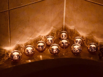 Volens Round Gold Votive Candle Holders, Mercury Glass Candle Holder Set of 12, Wedding Decorations for Table