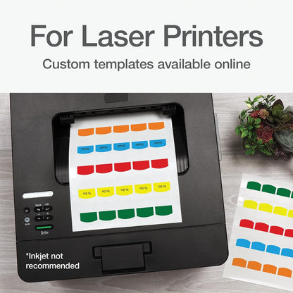 Redi-Tag Laser Printable Tabs, Permanent Index Tabs, Customizable Adhesive Labels, Assorted Primary Colors, 1.125" x 1.25", 100 Per Pack (1006555)