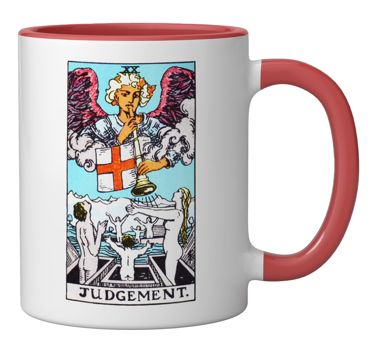 Judgment Vintage Tarot Card from original Rider Waite Deck Ceramic Mug, Red/White