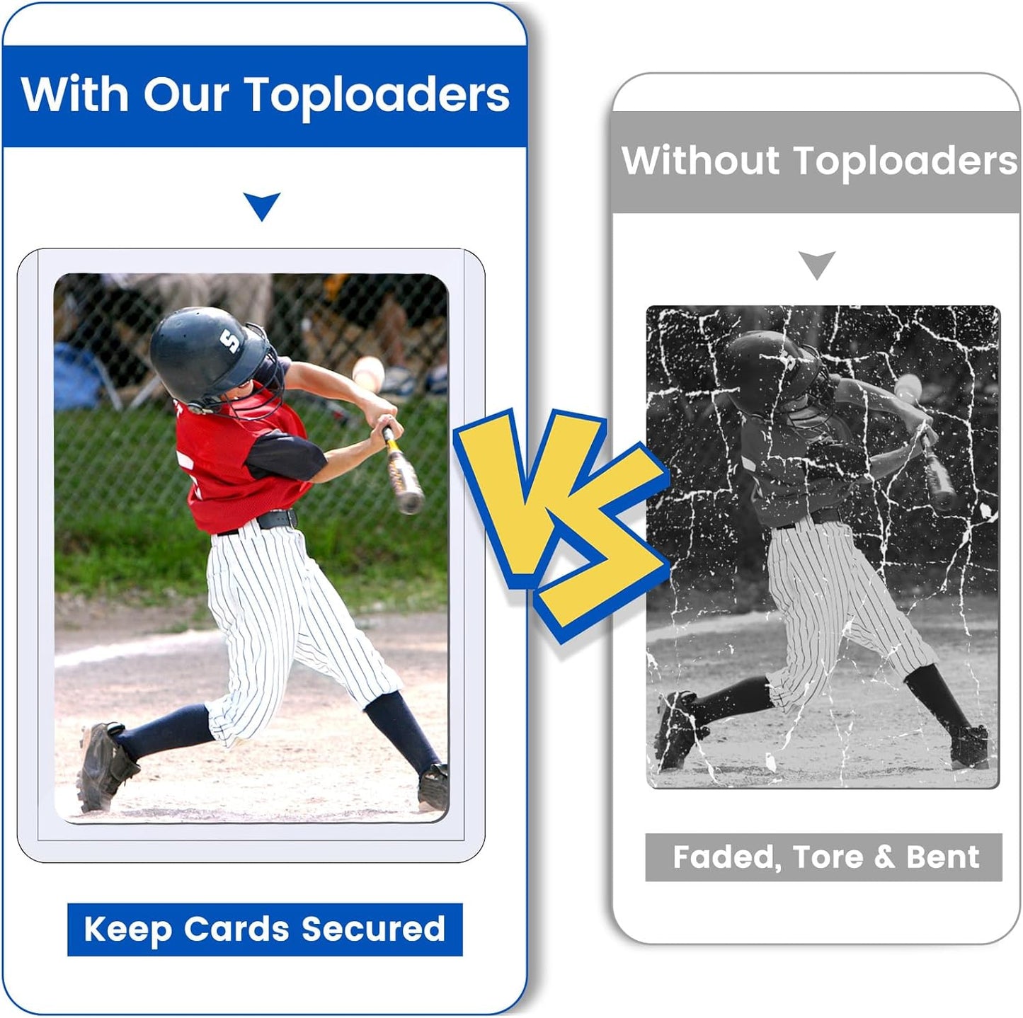 300 Card Sleeves Top Loaders for Cards, Sooez Premium 35PT 3"X4" Baseball Card Protectors Hard Plastic Toploaders, Card Holder for Trading Sports Football Cards(100 Top loaders + 200 Penny Sleeves)
