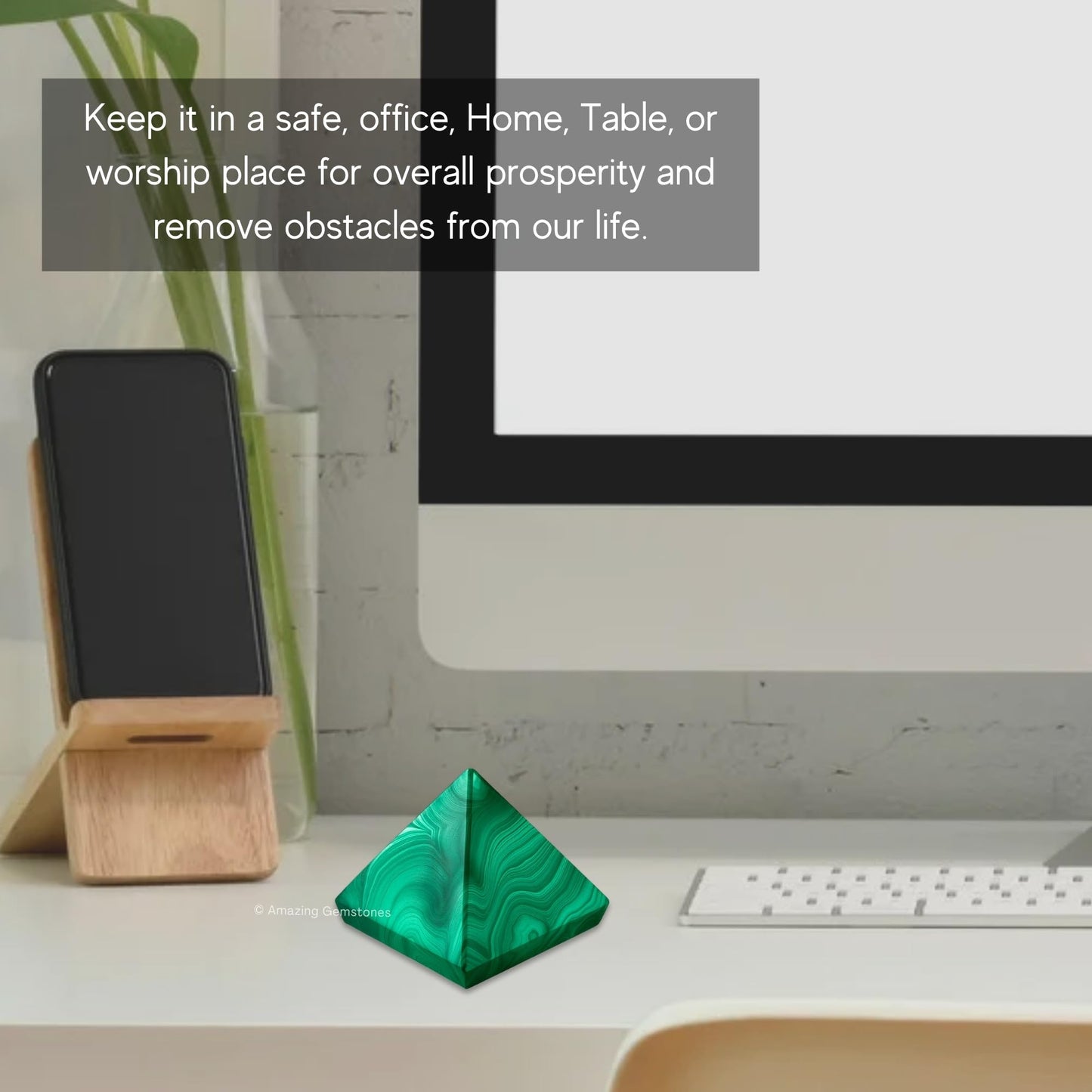 Amazing Gemstone Malachite Pyramid Crystal Healing Stones - 1" Great Pyramid Figurine of Natural Stone Pyramid for Meditation, Reiki, Chakra Balancing and Crystal Pyramids Grid
