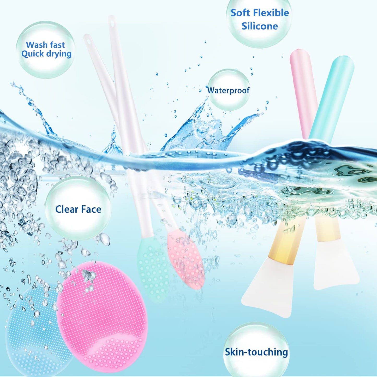 5PCS Silicone Scrubber Set, Lip & Face Cleansing Brush and 2PCS Exfoliating Face Brush for Men & Women