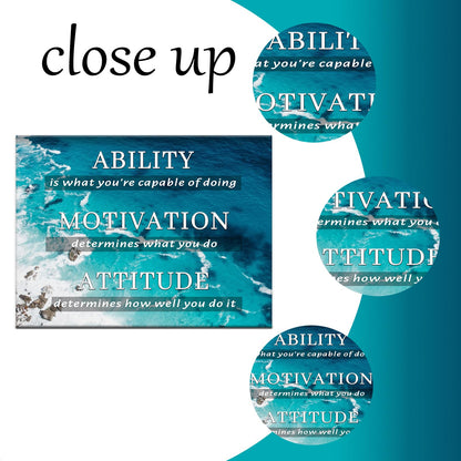 YSPCSUN Inspirational Posters for Office, Ability Motivation Attitude Canvas Poster Single Panel Wall Decor for Home Office Dorm Classroom, Framed Canvas Art, 24x18inch