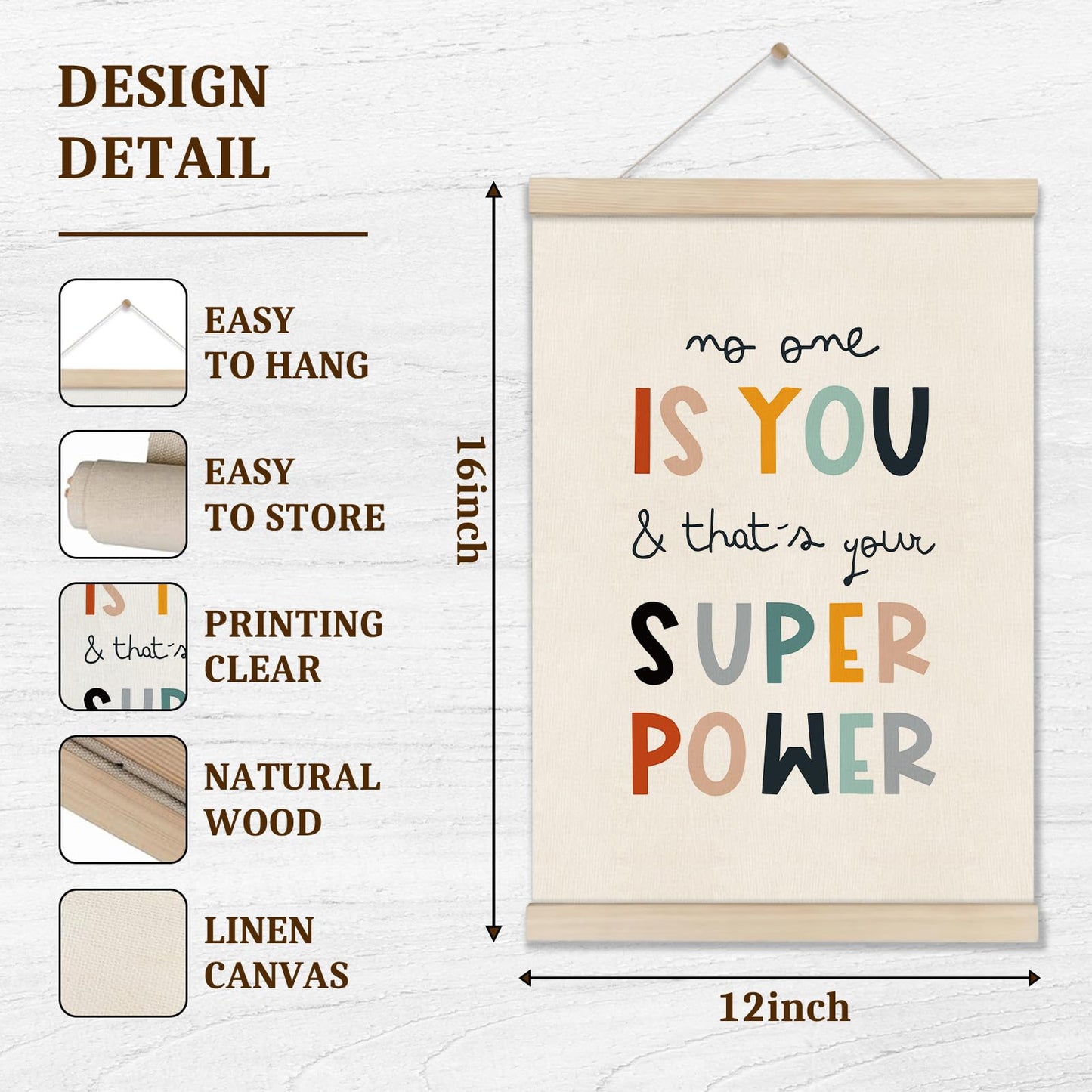 DOI-LANEE Positive Affirmations Wall Decor for Kids, Inspirational Motivation Poset Banner for Office Classroom Playroom Nursery Bedroom, No One Is You Superpower I Can Do Anything, 2 Pack