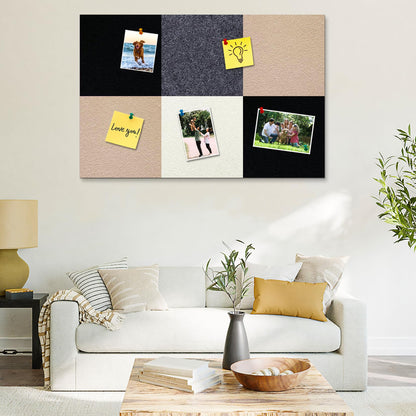 HULAVO Square Felt Cork Bulletin Board Tiles, Self Adhesive DIY Felt Pin Board for Wall 30" x 20" with 35 Pushpins for Office School Home Wall Decor Stickers Memos Photos Display (Gradual Grey& Camel)