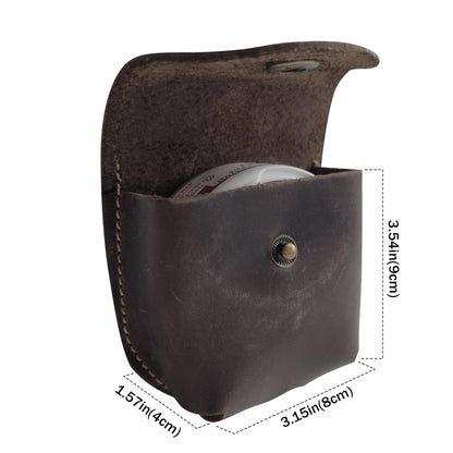 Cowhide Leather Zyn Holder- Vintage Handmade Brown Thick Grain Leather Dip Can Holster-Snuff Holder Compatible with ZYN, Copenhagen, Skoal, Kodiak, etc-Belt Accessories for Men