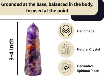 Amazing Gemstone Amethyst Chevron Crystal Towers ~ Natural Healing Crystal Point Obelisk for Reiki Healing and Crystal Grid (3" to 4" INCH)