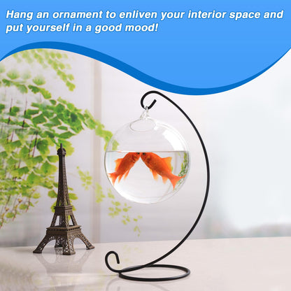 LELE LIFE 10Pcs Ornament Display Stand, 9.1" High Metal Hanging Plant Stand Air Plant Holder, Standing Hook Hanger for Wedding Christmas Ornament Plant Terrarium Glass Globe Lantern