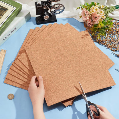 BENECREAT 8 Pack 12x12 Inch Cork Board 3mm Thick Cork Board Tiles Square Cork Tiles Coaster Cork Sheets Tiles for Bulletin Boards, Wall Decoration, DIY Crafts
