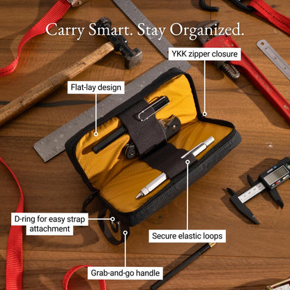 LOCHBY® Venture Pouch | Multipurpose Tactical Mini Tool Bag | Water Resistant Waxed Canvas | Dual-Sided Zipper Pouch | for Motorcycle, Bike, EDC, Pen, Pencil, Art, Tech & Travel
