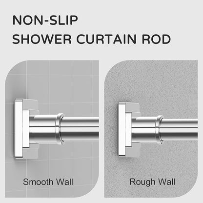 UIOSANRT Stainless Silver Shower Curtain Rod 31-92 Inches Non-Slip Shower Rod Tension Mounted No Drill Shower Curtain Rods Spring Tension Rod Adjustable for Windows Bathroom