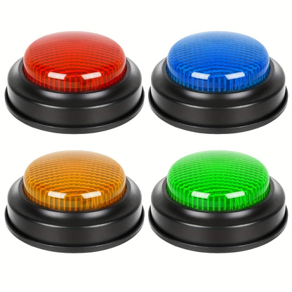 Set of 4 Game Answer Buzzers with LED Light & Unique Sound Effect, Multi-Color Quiz Buzzers for Classroom Learning, Family Game Night, Trivia Competition & Interactive Party Game for Kids & Adults