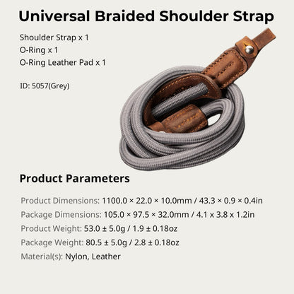 SMALLRIG Camera Neck Shoulder Strap, Adjustable Braided Camera Shoulder Strap with O-Ring and Leather Neck Pad for DSLR or Mirrorless Camera, Gray- 5057