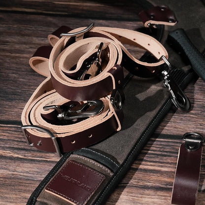 WELKINLAND Top-Grain Tool Belt Suspenders, Heavy-Duty Tool Belt Suspender For Men, Comfy Padded Tool Belts Suspenders, Adjustable Extra-Thick Leather Tools Belt Suspenders For Men