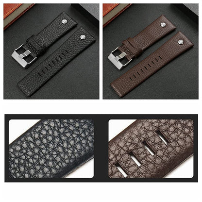 Adwoa Genuine Leather Replacement Straps Compatible for Men's 24mm 26mm 28mm Spring Bar Diesel Leather Watch Band Strap with Stainless Steel Buckle
