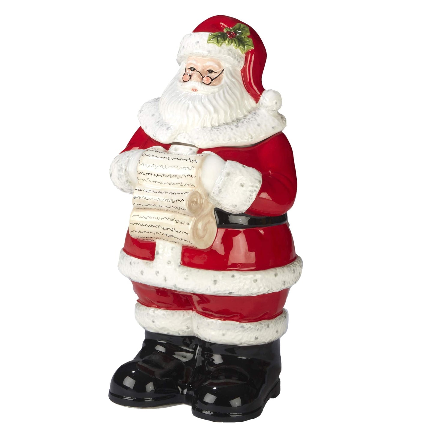 Holiday Wishes 3D Santa Cookie Jar – Festive 12.25” Ceramic Santa Claus Jar for Holiday Cookies, Treats, Candy & Christmas Kitchen Décor