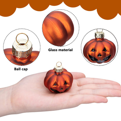 Watayo 12 PCS Halloween Glass Ornaments, Halloween Decorations Glass Blown Ornaments with Pumpkin Ghost Skull Witch Hat for Haunted House Party Christmas Tree Home Decoration