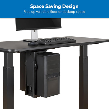 Mount-It! CPU Under Desk Mount Bracket Rack, Adjustable Computer Tower Desk Mount with Sliding Track, 33 lbs Capacity, Black
