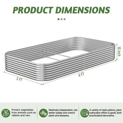 OZMSHF 3 Pack 6x3FT Raised Beds for Gardening, Corrugated Galvanized Steel Raised Garden Bed, Outdoor Metal Above Ground Garden Bed for Vegetables and Flowers