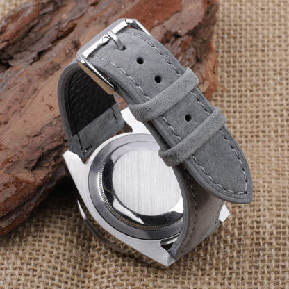 Onthelevel Suede Watch Strap-18mm 19mm 20mm 22mm 24mm Suede Leather with Black Leather Back Watch Band for Men or Women