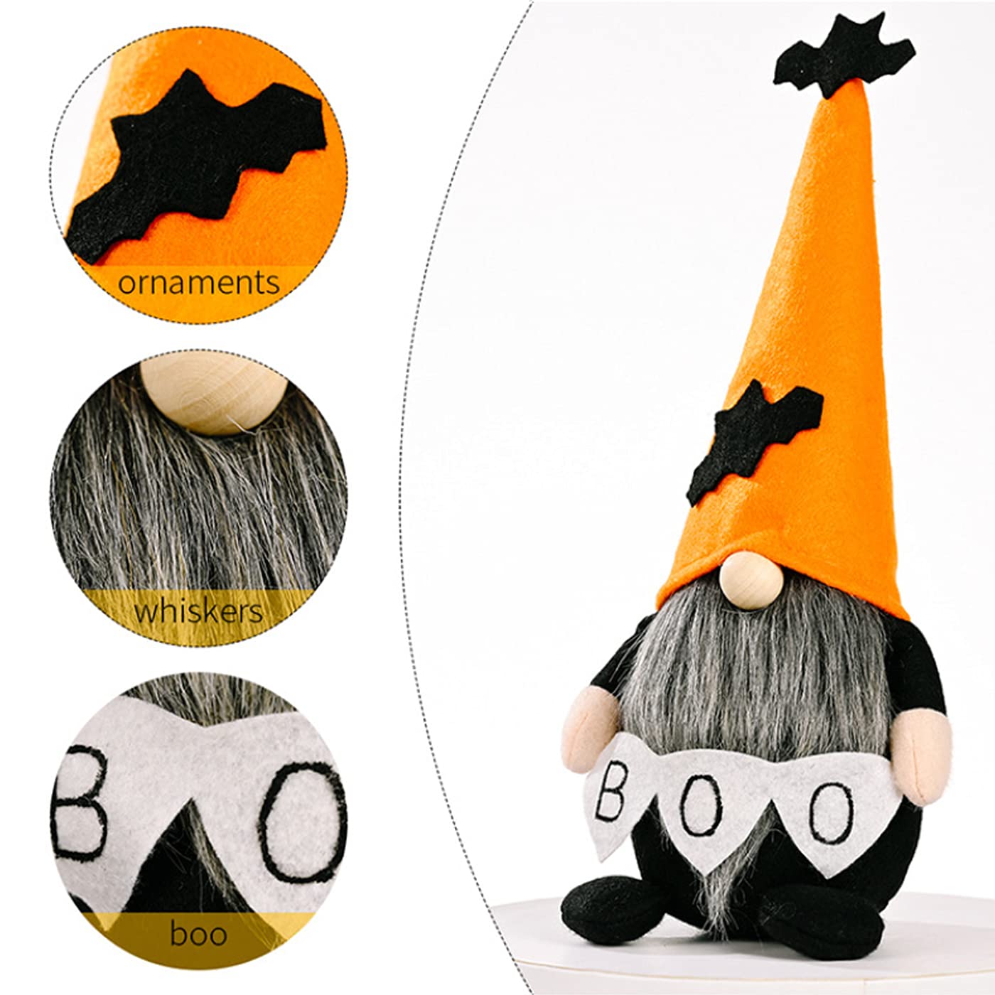 Benwanfee 2 Pack Halloween Gnomes Plush Decor,Handmade Witch Swedish Tomte Gnome Nisse Scandinavian Ornaments Elf Dwarf for Home Halloween Day Party Table Decorations Kids Gift