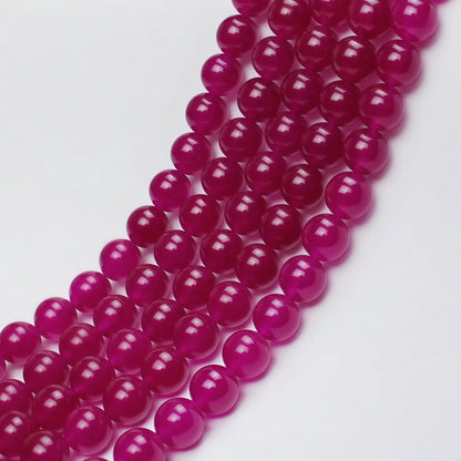 MJDCB Natural Rose Red Jade Round Loose Beads for Jewelry Making DIY Bracelet Necklac (4mm)