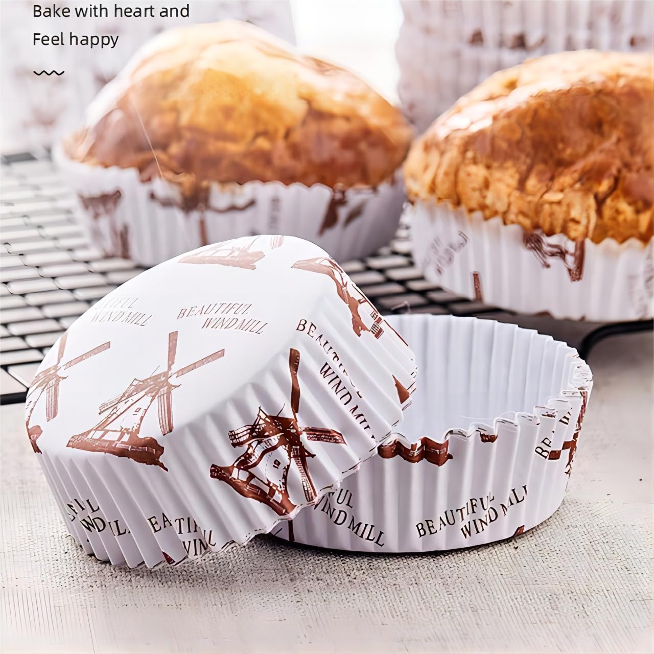 YOUEON 600 Pcs 3.5 In Jumbo Cupcake Liners Greaseproof, 6 Oz Large Paper Baking Cups Non-Stick, Jumbo Muffin Liners for Muffins, Cupcakes, Brownie, Quiche, Mini Snacks, Recyclable, 3 Pattern