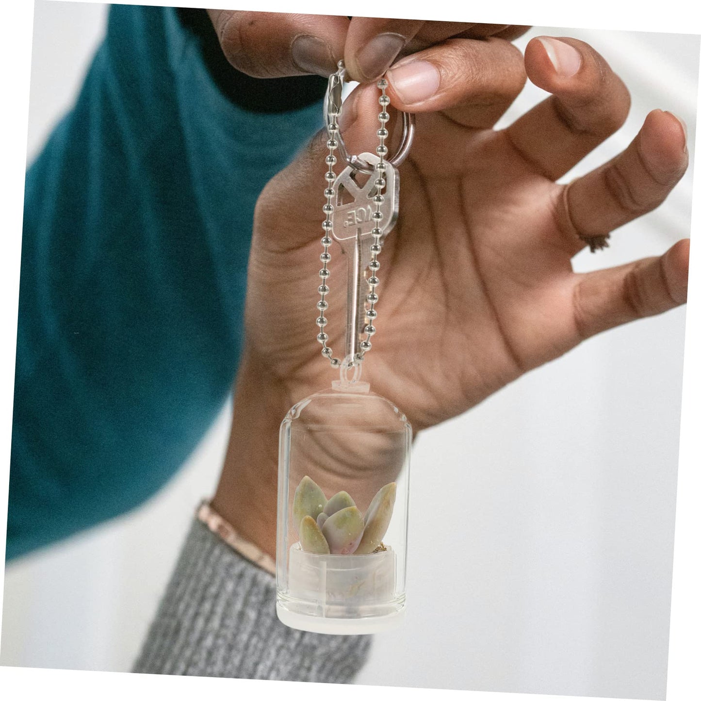 POPETPOP 6pcs Miniature Glass Container Keychain Artistic Hanging Terrarium for Air Plants Succulents Decorative Pendant