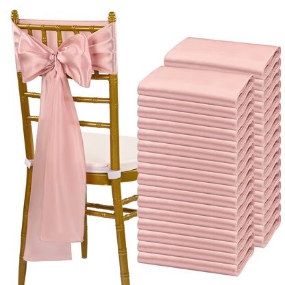 fani 120 PCS Rose Gold Satin Chair Sashes Bows Universal Chair Cover for Wedding Reception Restaurant Event Decoration Banquet,Party,Hotel Event Decorations (7 x 108 inch)
