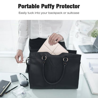 MoKo 9-11 Inch Puffy Tablet Sleeve Bag Fit with New 11-inch iPad Pro M4/iPad Air M2, iPad 10th Gen 10.9, iPad Pro 11, iPad Air 4/5th Gen 10.9, Built-in Elastic Band, PU Leather Carrying Case, White