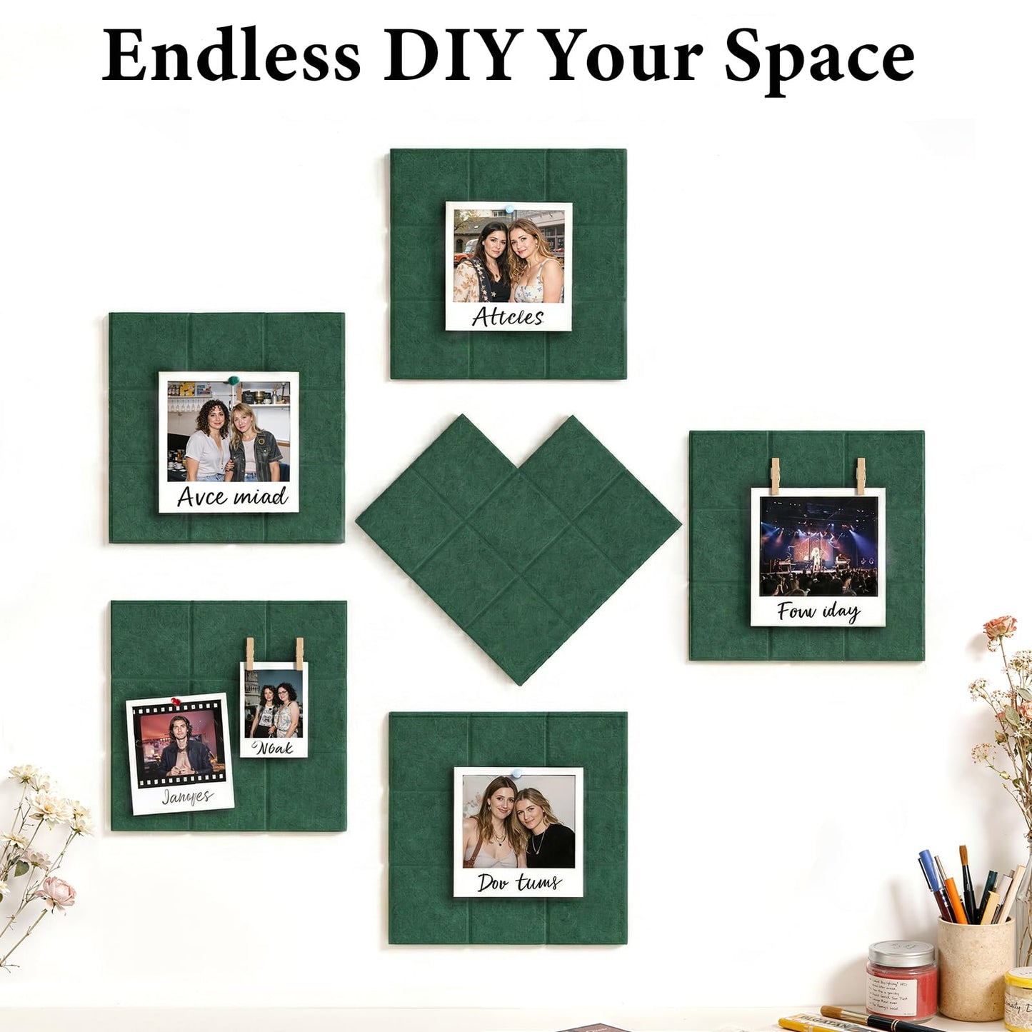 Large Felt Bulletin Board for Walls: 6-Pack Black Cork Board Alternative 11.8x11.8 Inch Peel and Stick Pin Board Wall Decor for Home Organization, Office Memo Board, Self-Adhesive Wall Tiles