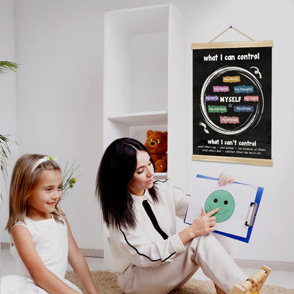 What I Can Control Wall Art, Mental Health and Emotional Regulation Poster for Classroom, Therapy Room, Mindfulness Self Awareness Canvas Hanging Chart, Motivational Psychology Wall Art Decor 18.5x14inch(Black- I Can)