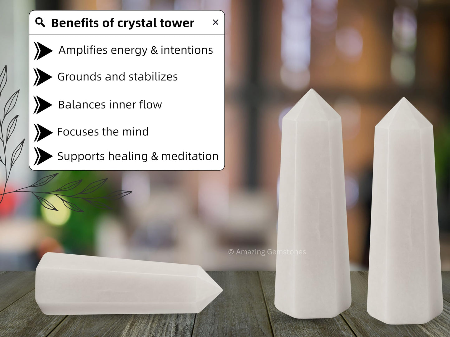Amazing Gemstone Snow Quartz Crystal Towers - Natural Healing Crystal Point Obelisk for Reiki Healing and Crystal Grid (3" to 4" INCH)