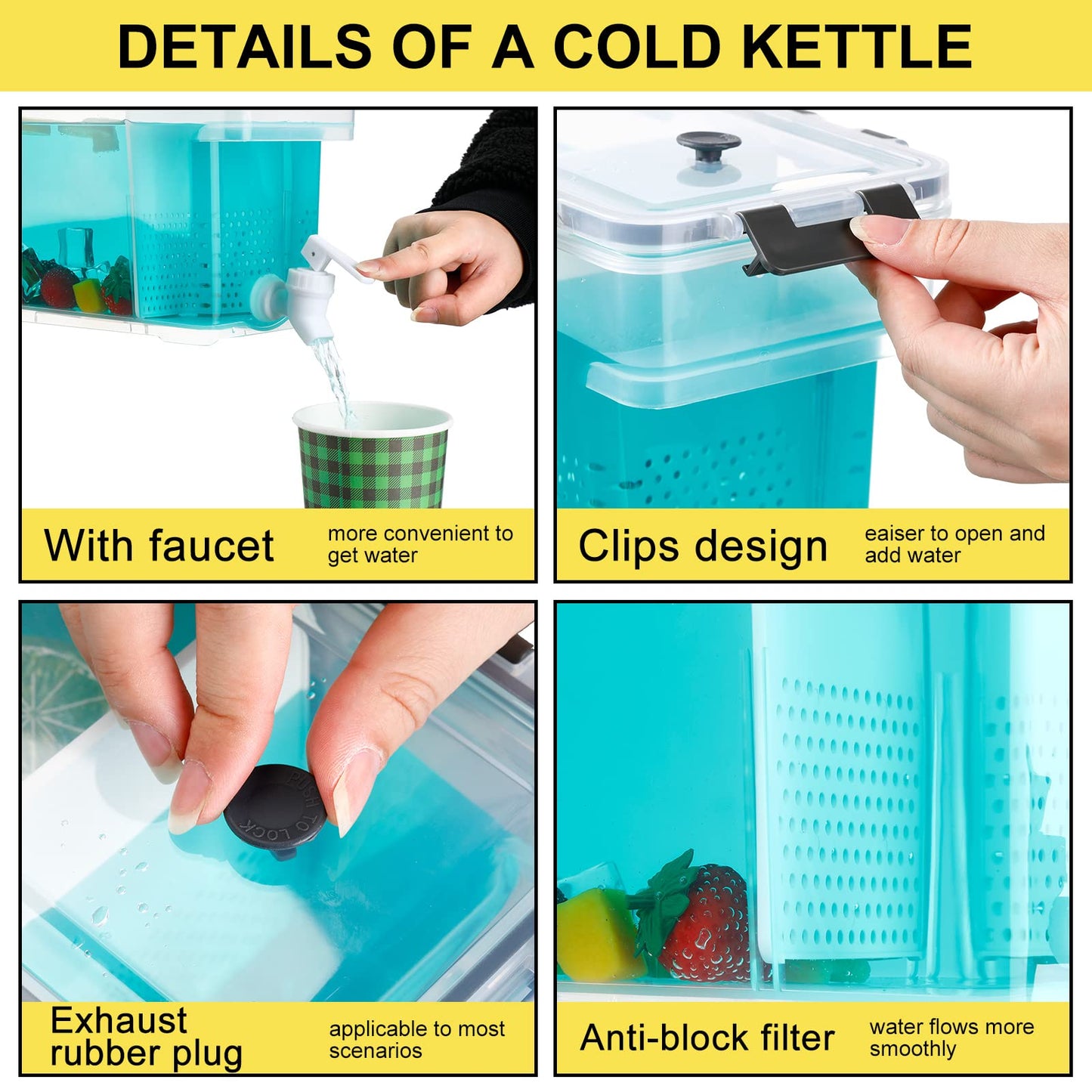 3 Pcs Plastic Drink Fridge Dispenser with Spigot, Clear Beverage Dispensers for Parties with Handle and Daily Use, Juice Milk, Tea, Containers Drink Dispenser with Lids for Fridge Water Dispensers