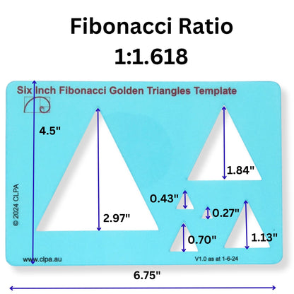 CLPA Fibonacci 3-Piece Template Set — 6" Triangle, Pentagon and Hexagon | Golden Ratio Drawing Tools | Fibonacci Art and Drafting Stencils | Clear PETG | Made in Australia