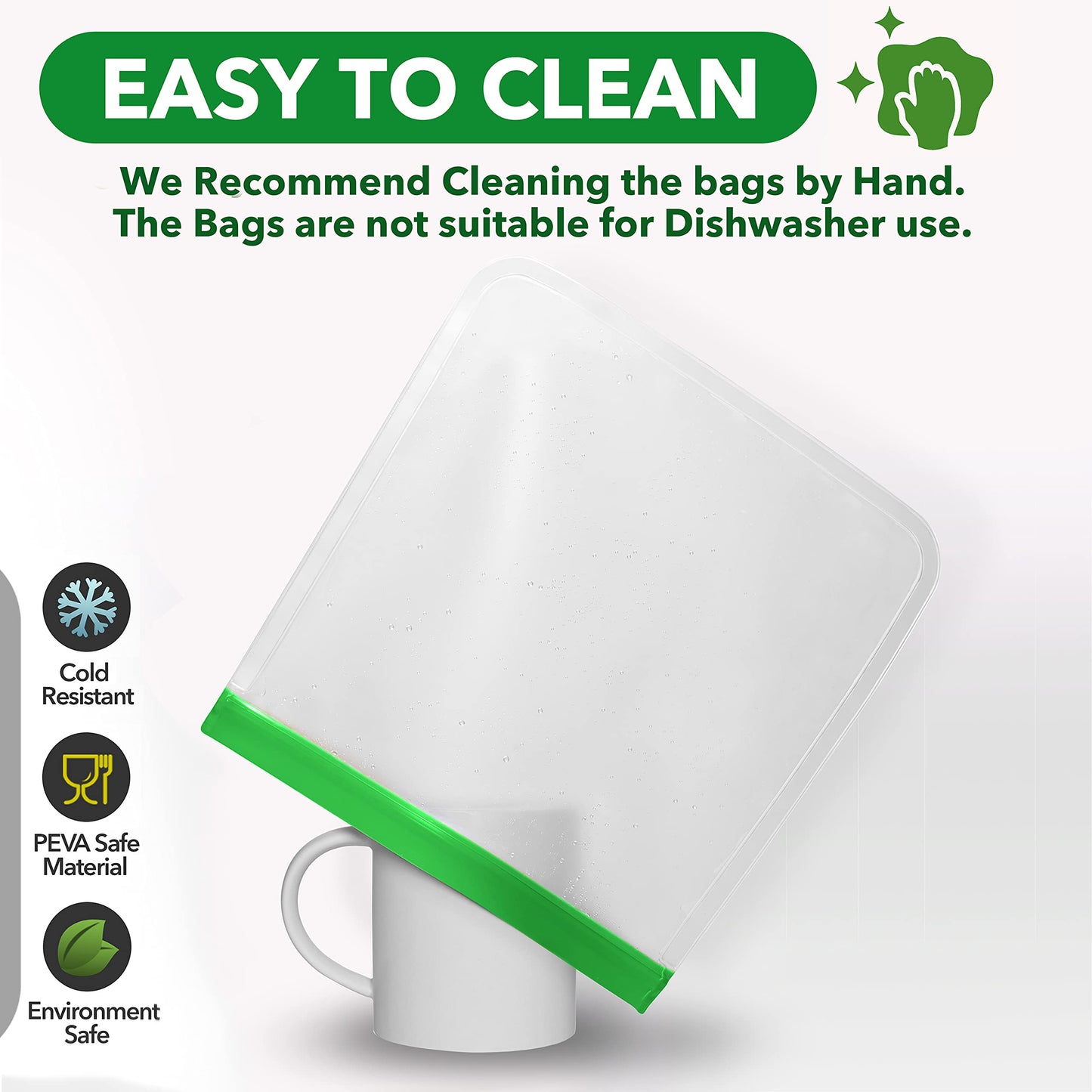 Greenzla Reusable Food Storage Bags - 12 Pack BPA-Free, Extra Thick, Leakproof Freezer & Lunch Carriers; 4 Gallon, Sandwich & Snack Options - Reusable Lunch Bags