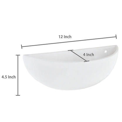 MyGift White Ceramic Wall Planters for Indoor Plants, Half Bowl Hanging Vase, Wall Mounted Succulent Planters, Set of 2